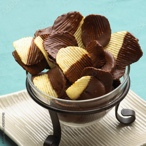 Chocolate covered potato chips
