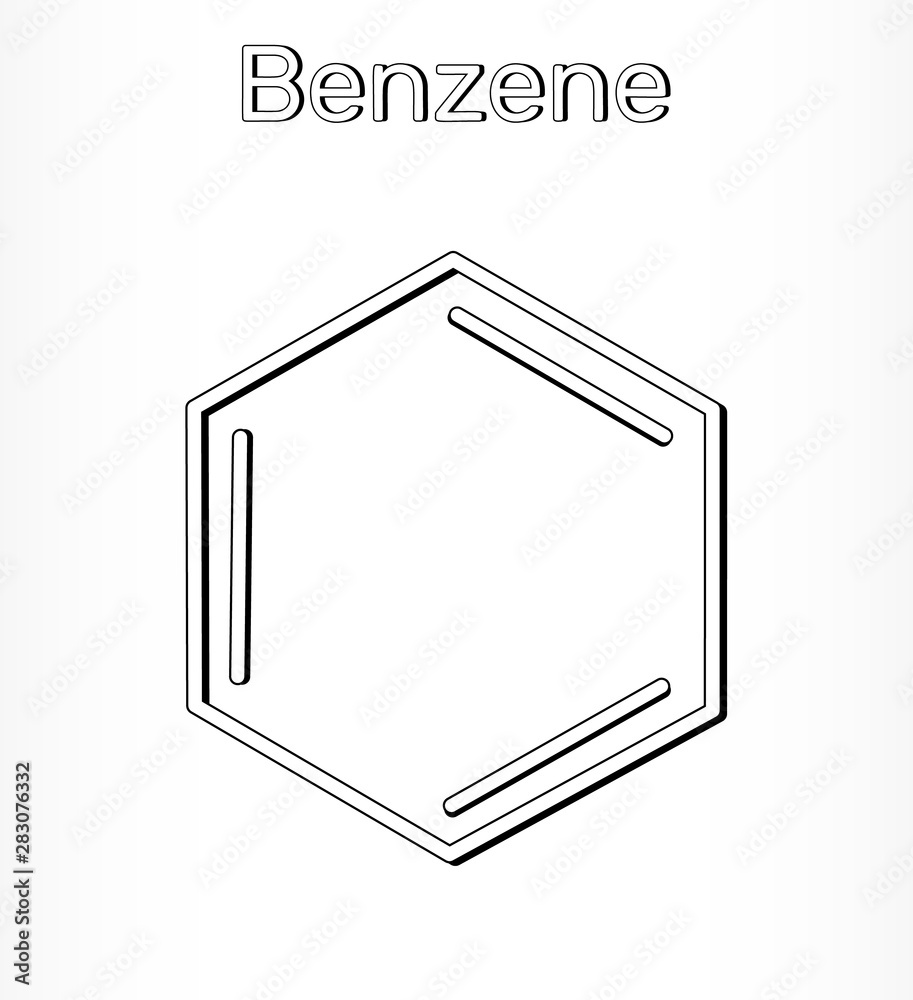 Benzene molecule C6H6 - structural chemical. Vector Benzene molecule C6H6 - structural chemical. Vector