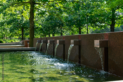 Modern Shaded Water Fountain at the Lake Shore East Park in Chicago