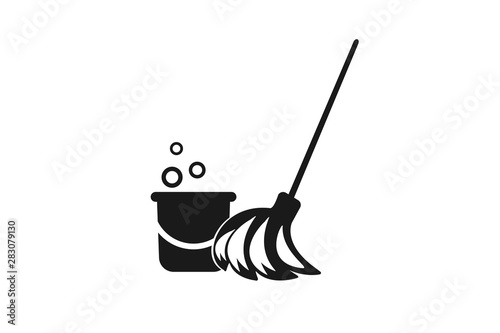 Modern house cleaning kit icon vector, cleaning brush icon vector