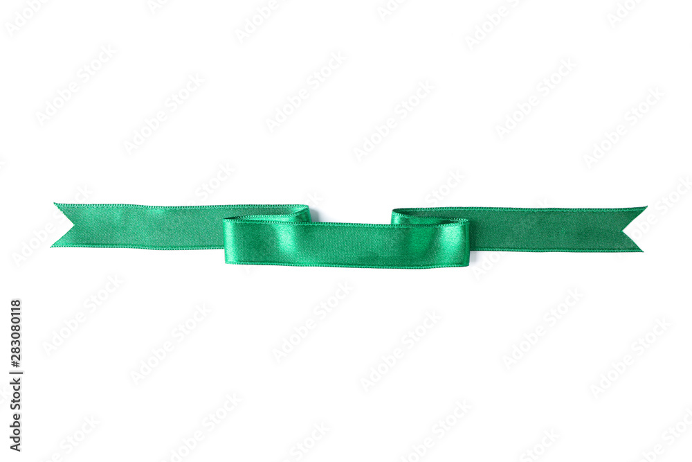 Green ribbon isolated on white background. Gift concept Green ribbon isolated on white background. Gift concept