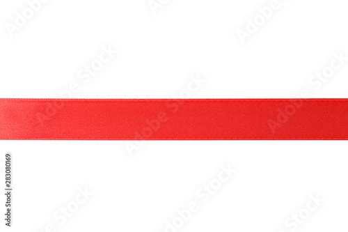 Red ribbon isolated on white background. Gift concept
