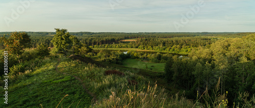 Panoramic view of river Neris and forests in Lithuania