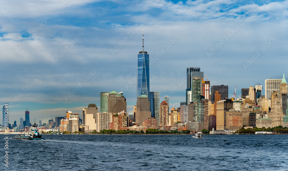Panoramic view of  Manhattan skyscrapers in New York.