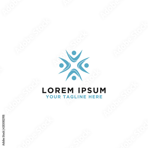  Vector community logo design, health relationship icon. - Vector