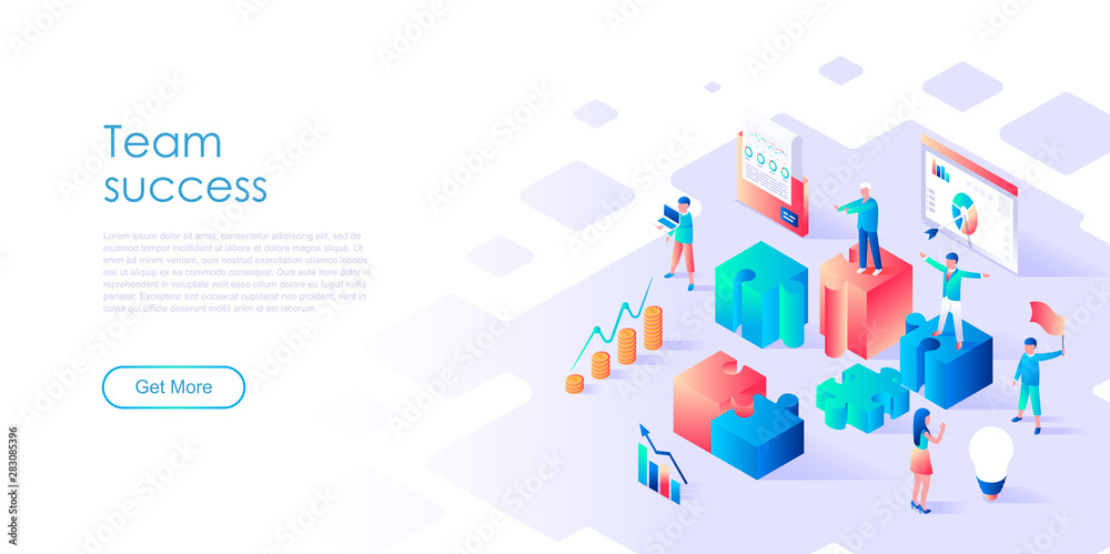Modern flat design isometric concept of Team Success for banner and website. Isometric landing page template. Successful business people working together. Vector illustration. Modern flat design isometric concept of Team Success for banner and website. Isometric landing page template. Successful business people working together. Vector illustration.