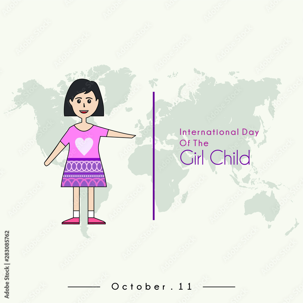International Day of the Girl Child with The Girl Child cartoon and International Day of the Girl Child with The Girl Child cartoon and