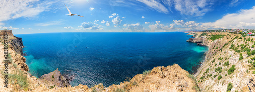 Cape Fiolent in Crimea, beautiful sea panorama