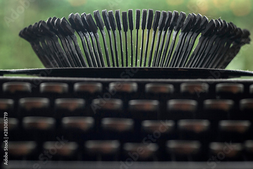 Abstract background with metallic part and retro typewriter elements