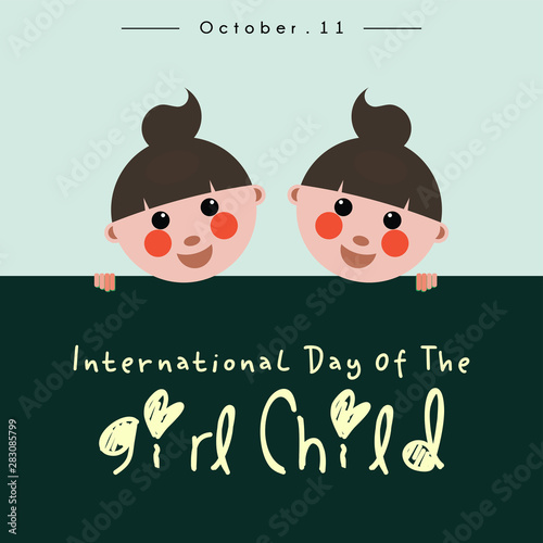 International Day of the Girl Child with twice of Girl Child cartoon and "International Day of the Girl Child" text