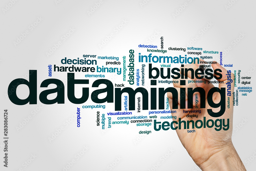 Data mining word cloud concept on grey background Data mining word cloud concept on grey background