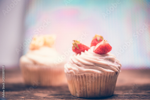 Sweet delicious colorful cupcakes for celebration