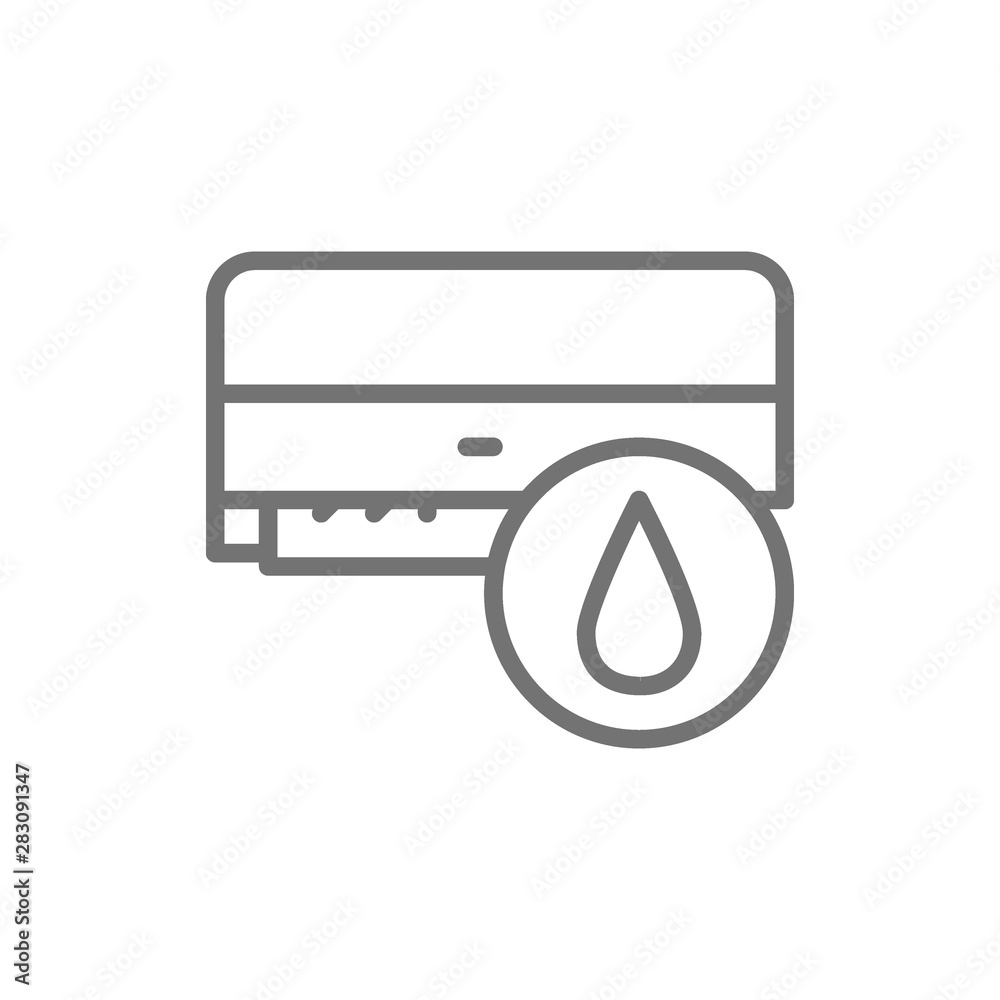 Air conditioner washing, air humidification line icon. Air conditioner washing, air humidification line icon.