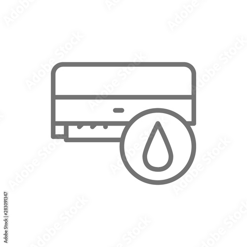 Air conditioner washing, air humidification line icon.