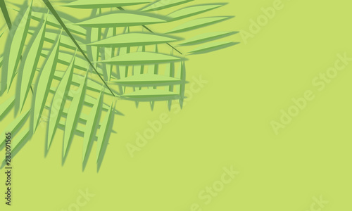 Vector paper cut green leaves on green background. Design template for print or web.