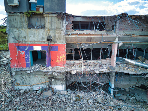 Large building being demolished