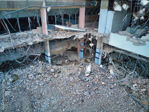 Large building being demolished