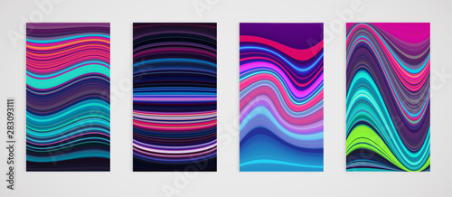 Colorful set of four line pattern, vector illustration