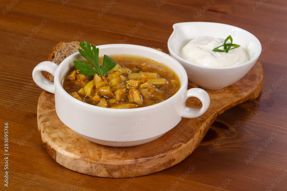Wild mushroom soup with sour cream Wild mushroom soup with sour cream