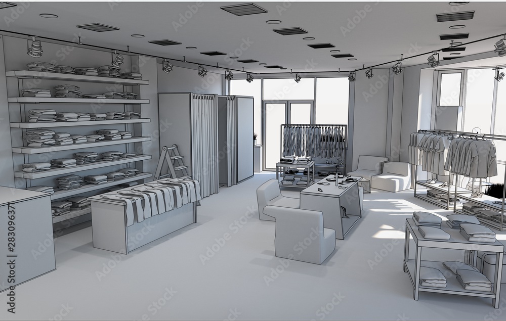 shop, store, shopping mall, interior visualization, 3D illustration shop, store, shopping mall, interior visualization, 3D illustration