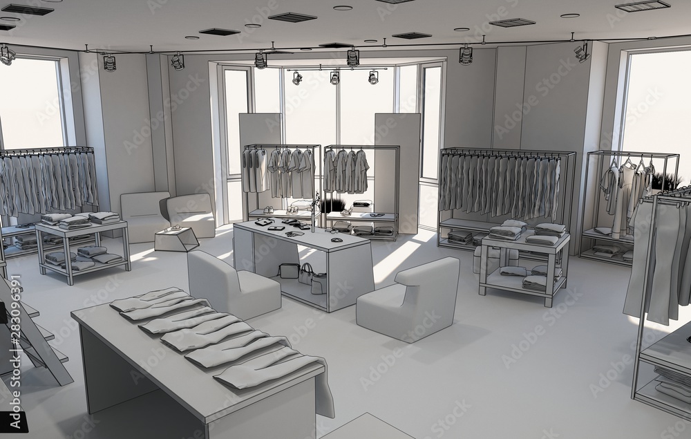shop, store, shopping mall, interior visualization, 3D illustration shop, store, shopping mall, interior visualization, 3D illustration