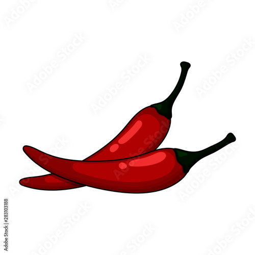 red chilli peppers icon isolated on white background. vector Illustration.