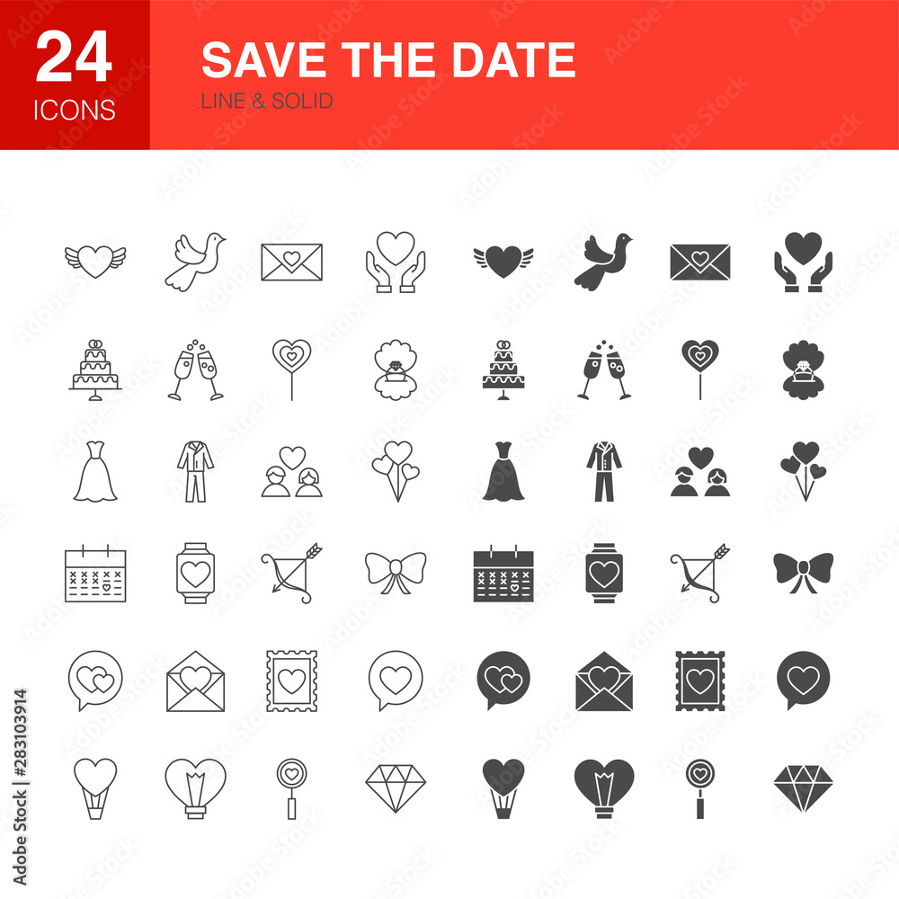 Save the Date Line Web Glyph Icons Save the Date Line Web Glyph Icons