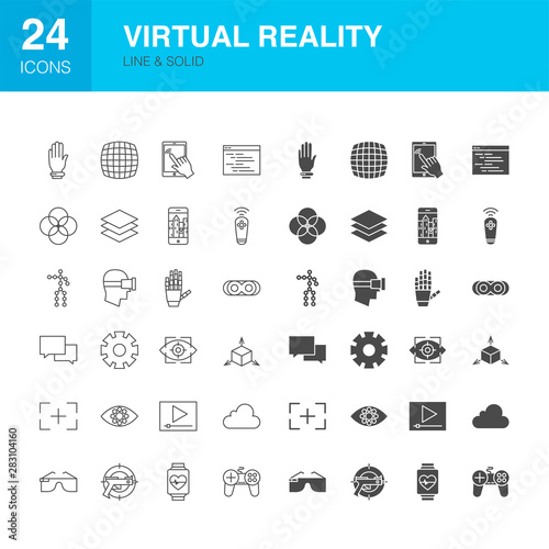 Virtual Reality Line Web Glyph Icons