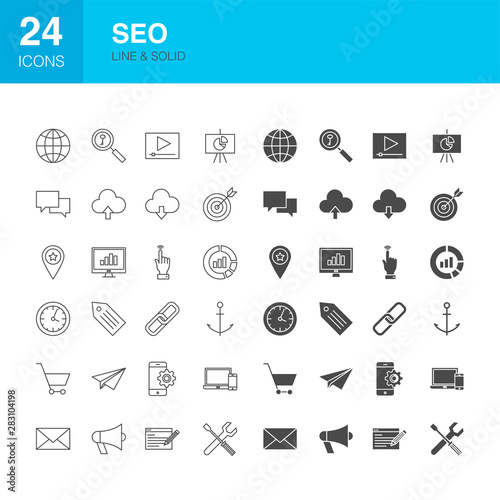 SEO Line Web Glyph Icons