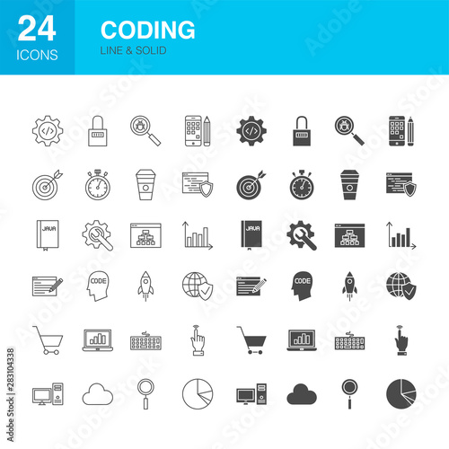 Coding Line Web Glyph Icons