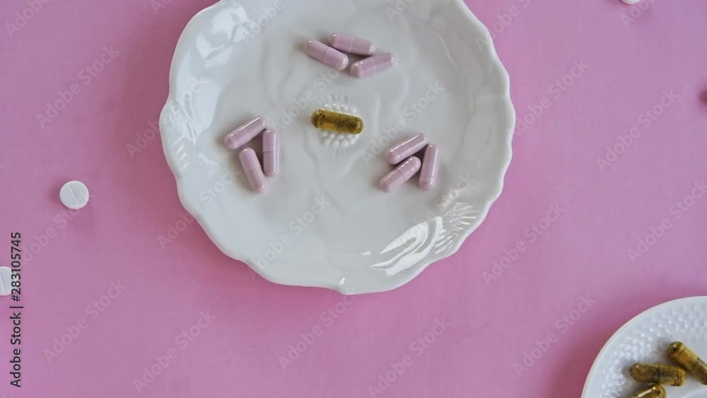 Pills in the dish. Concepts - what we eat, hidden ingredients, addictions Pills in the dish. Concepts - what we eat, hidden ingredients, addictions