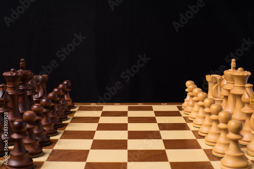 Close View to the Pieces an a Chessboard.