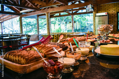 colonial breakfast in a hostel farm