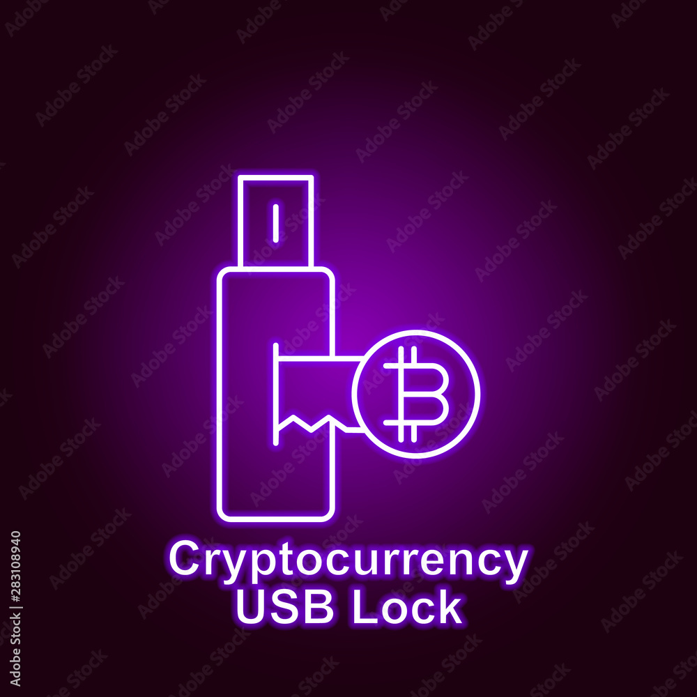 bitcoin usb lock key outline icon in neon style. Element of cryptocurrency illustration icons. Signs and symbols can be used for web, logo, mobile app, UI, UX bitcoin usb lock key outline icon in neon style. Element of cryptocurrency illustration icons. Signs and symbols can be used for web, logo, mobile app, UI, UX