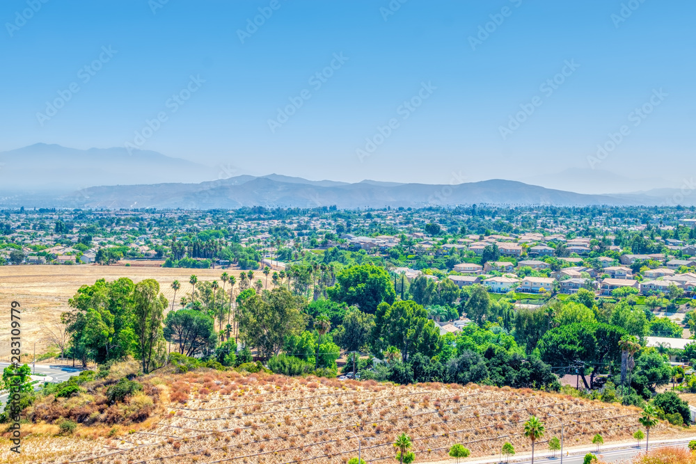 city in California on hot summer day
