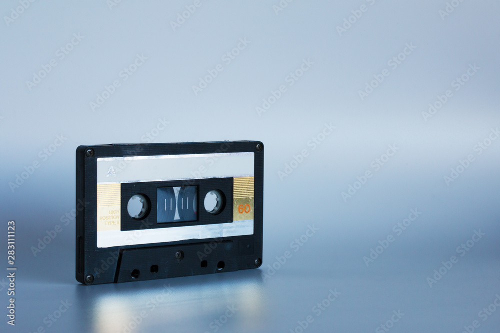 Fototapeta premium Old audio cassettes on a white background