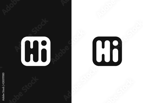 Hi logo design in square rounded shape
