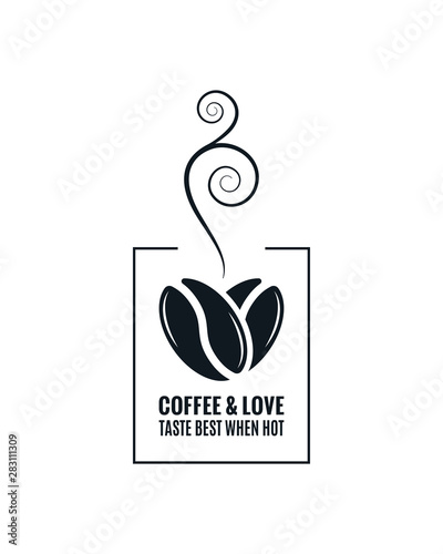 Coffee love concept. Coffee beans design on white