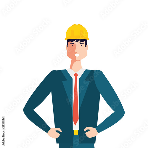 elegant engineer worker with helmet