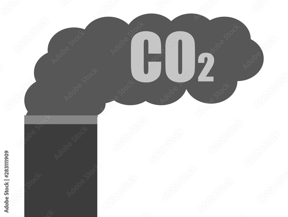 Chimenea expulsando humo con dióxido de carbono. 