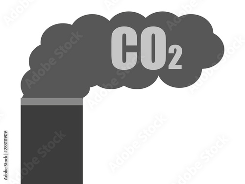 Chimenea expulsando humo con dióxido de carbono. 