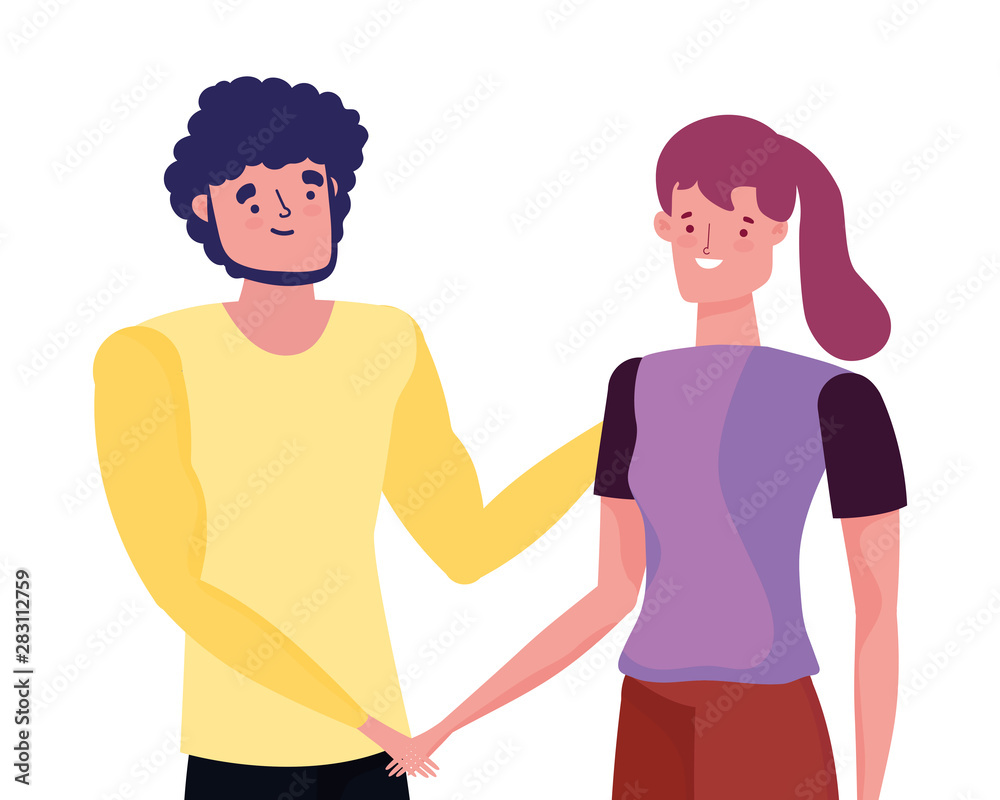 Couple of woman and man cartoon design Couple of woman and man cartoon design