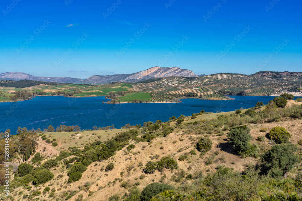 Lake Embalse del Guadalhorce, Ardales Reservoir, Malaga, Andalusia, Spain