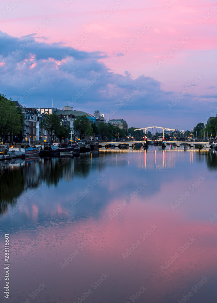 Amsterdam Canal and Sunset