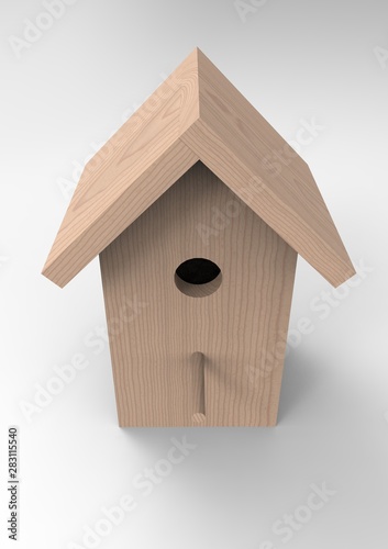 Wooden Bird boxes isolated on a white background.