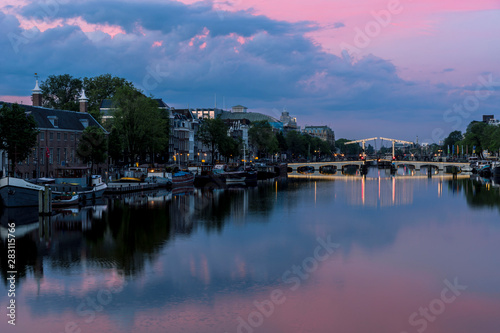 Amsterdam Canal Purple Sky