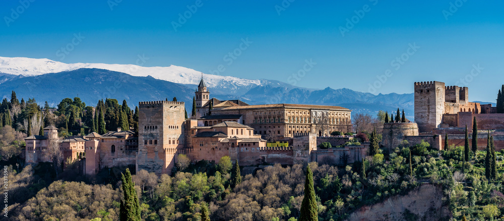 View of Alhambra Palace in Granada, Spain in Europe