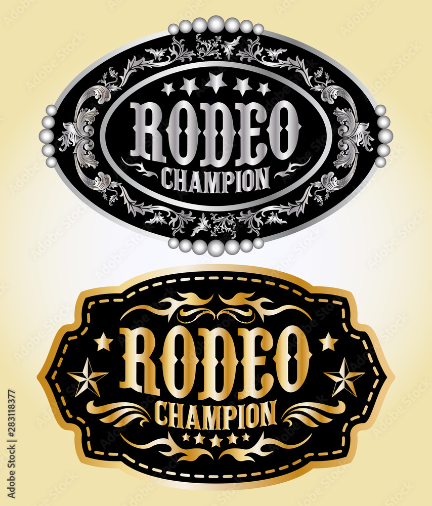 Rodeo Champion Cowboy belt buckle vector design Stock Vector Adobe Stock