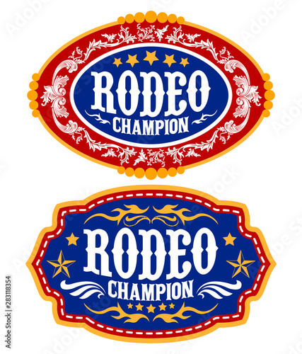 Rodeo Champion Cowboy belt buckle vector design