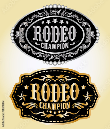 Rodeo Champion Cowboy belt buckle vector design